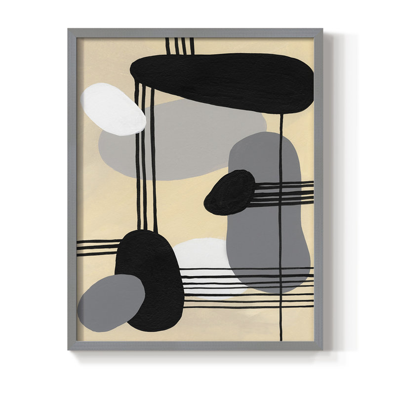 «Interconnected Shapes II», reproduction encadrée - bois massif, H 10 po x l 8 po, Gris