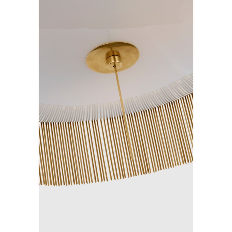 Sutton 32" Flush Mount With White Glass, 7.25" H x 32" W x 32" D, Antique-Burnished Brass