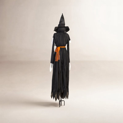 Kaari Halloween Witch Lighted Fabric Garden Stake with Orange Bow, 76"