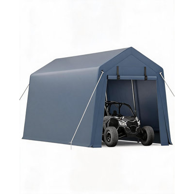 Heavy Duty Waterproof Outdoor Carport Storage Canopy Tent - Portable Garage Shelter with Roll-Up Zipper Door, Mesh Windows, Easy Assembly, Appropriate for Car,Motorcycle,Bike,Garden Tools Grey,10x15FT