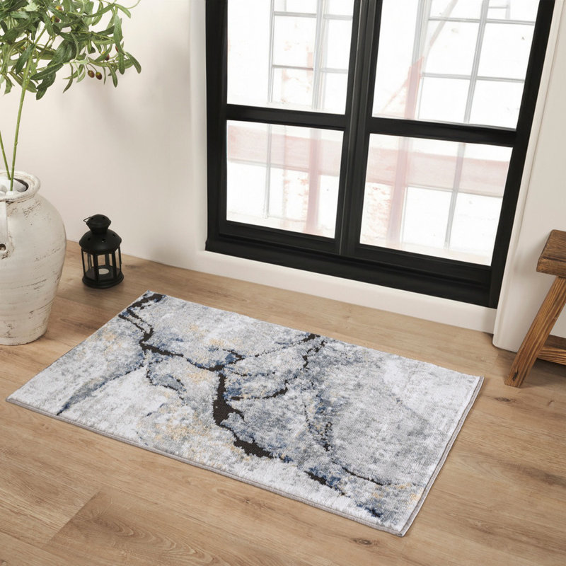 Grey Charcoal Modern Rug, Abstract Stain Resistant Easy to Clean Rug For Living Room, Dining Room, Bedroom, Kitchen