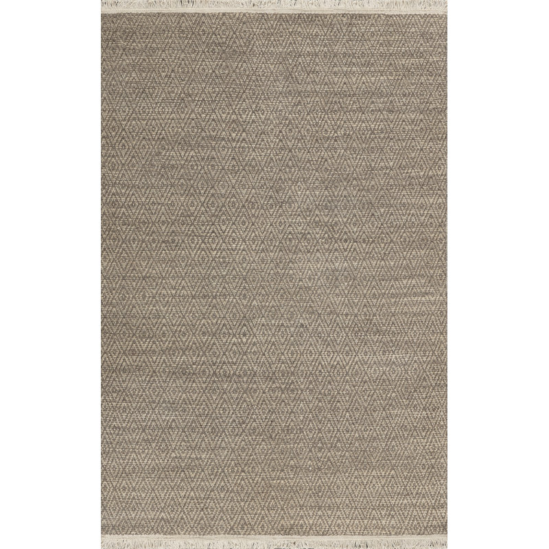 Textures Wool Geometric Area Rug in Gray, Rectangle 5' x 7'
