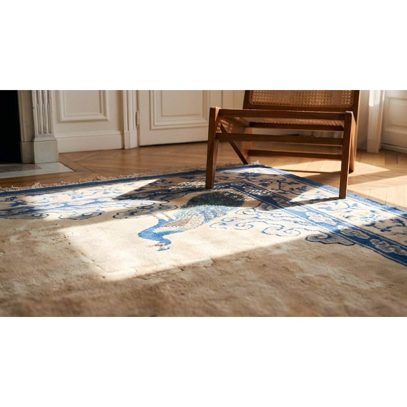 Antique Peking Chinese Medallion Beige 1890s Rug