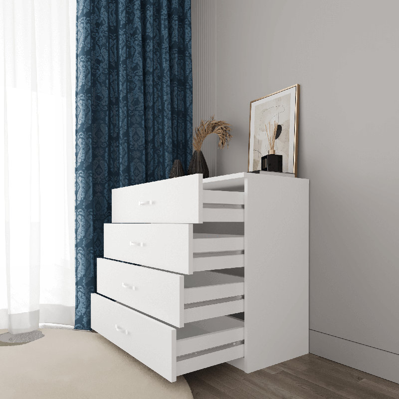 Agora 4-Drawer Chest of Drawers – Stylish & Functional Wood White Storage Unit