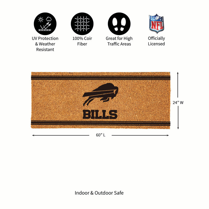 Très grand tapis couleur coco Buffalo Bills, 60 po x 24 po