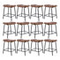 Ensemble de 9 tabourets de comptoir touffetés en similicuir, brun jaune