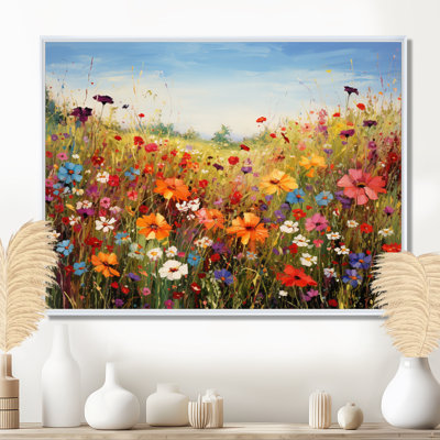 Colourful Wildflowers Meadow Blooms I Framed On Canvas Print