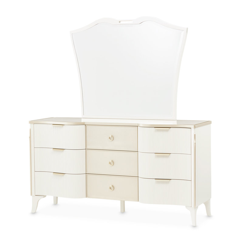 Commode et miroir La Marisia - perle crémeuse