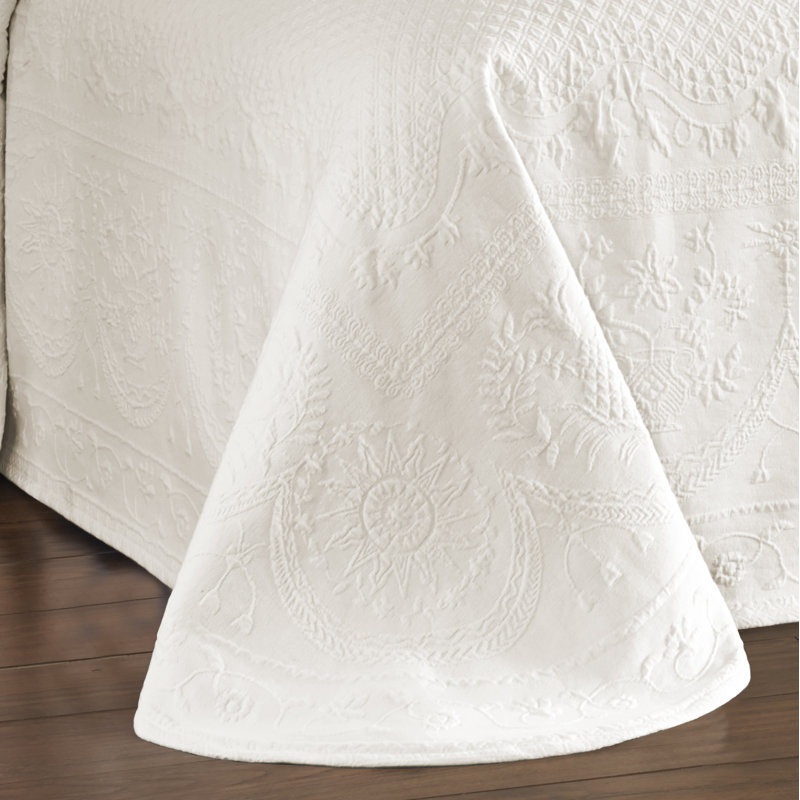 King Size Blue Cotton Reversible Bedspread
