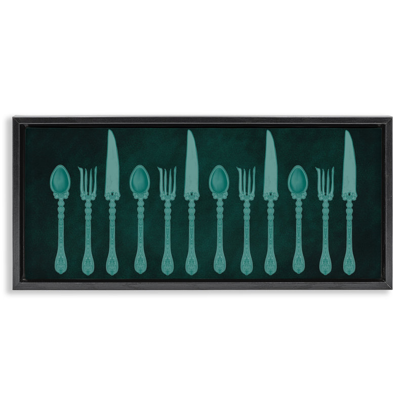 Cadre flottant de la collection Vintage Cutlery, design par Giao Williams, H 14 po x l 31 po, Cadre flottant noir de jais