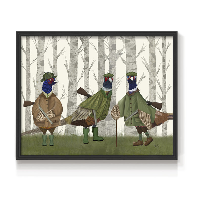 Faisan du groupe de tir 2 - Reproduction encadrée - Restickable, Noir, noir, noir, noir, H 16 po x l 20 po