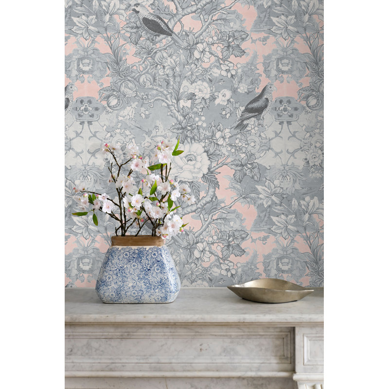 Yuki Osada Wallpaper Double Roll by Soicher Marin Studio, Gray/Pink