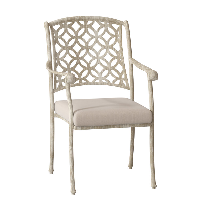 Casa Outdoor Dining Armchair, Weathered White, Pique Gravel Sunbrella®