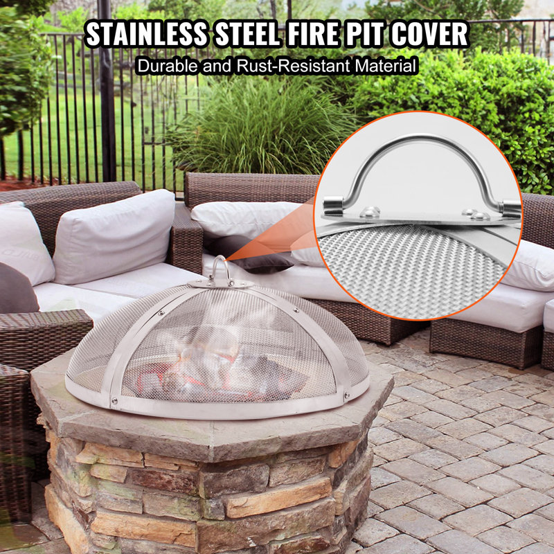 Round Stainless Steel Mesh Fire Pit Spark Screen Cover