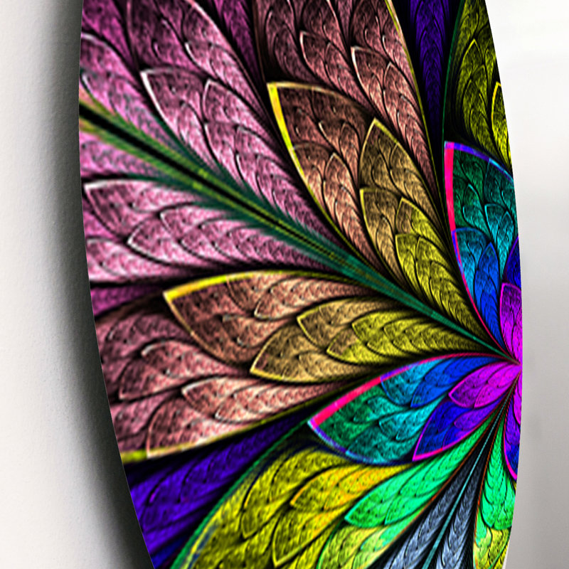 Multicolore motif floral fractal - ensemble de décoration murale floral en métal