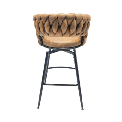 De 2 tabourets de bar. Cuir technique, siège et dossier rotatifs à 360 degrés. Base en métal pour îlot de cuisine, restaurant, bar et siège de café.