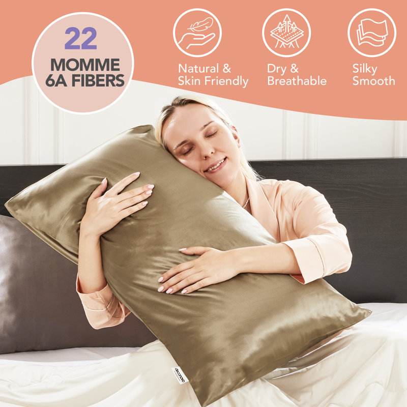 Deconovo 100% Pure Mulberry Silk Pillowcase for Hair and Skin, Super Soft Silk Pillowcase with 22 Momme 6A High-Grade Fibers, Envelope Closure, Set of 2