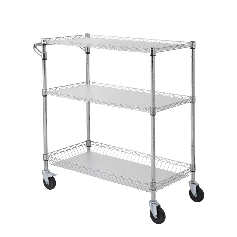 VEVOR 3-Tier Stainless Steel Utility Cart with Wheels and Hooks