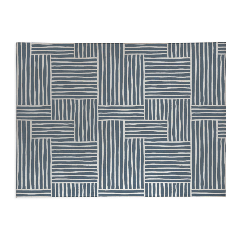 Tapis de cuisine antidérapant Grid Puz, Bleu, Rectangle 5 pi x 7 pi