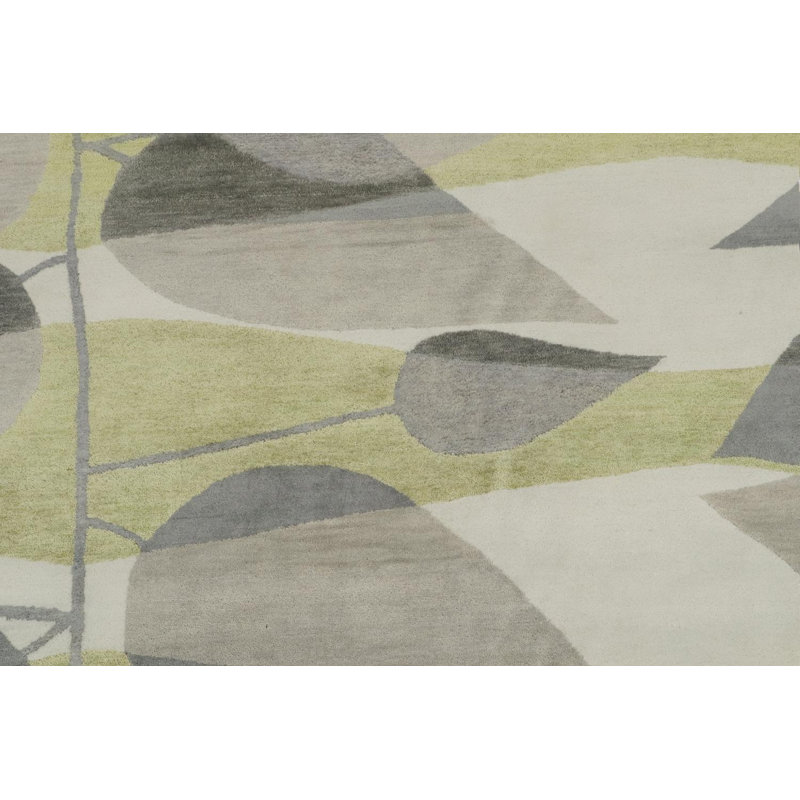 Hand Knotted Geometric Area Rug, Rectangle 5' x 7'