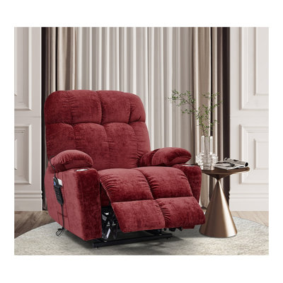 Fauteuil inclinable en tissu rouge avec deux moteurs OKIN et verrouillage de position infini