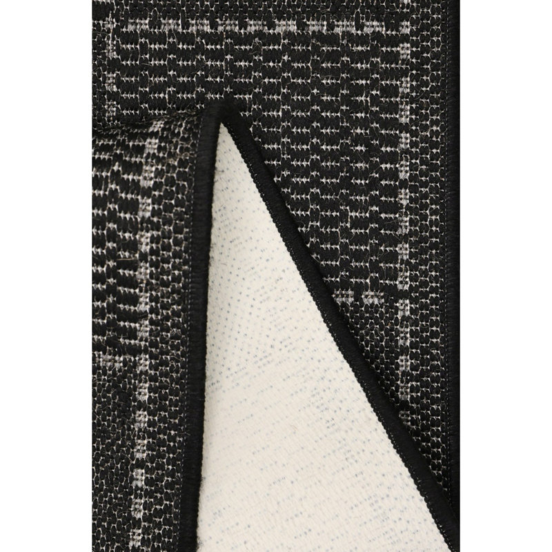 Check Gel Flatweave Black, Rectangle 80 x 150 cm