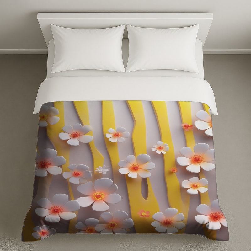 Housses de couette blanches et orange, Lit simple