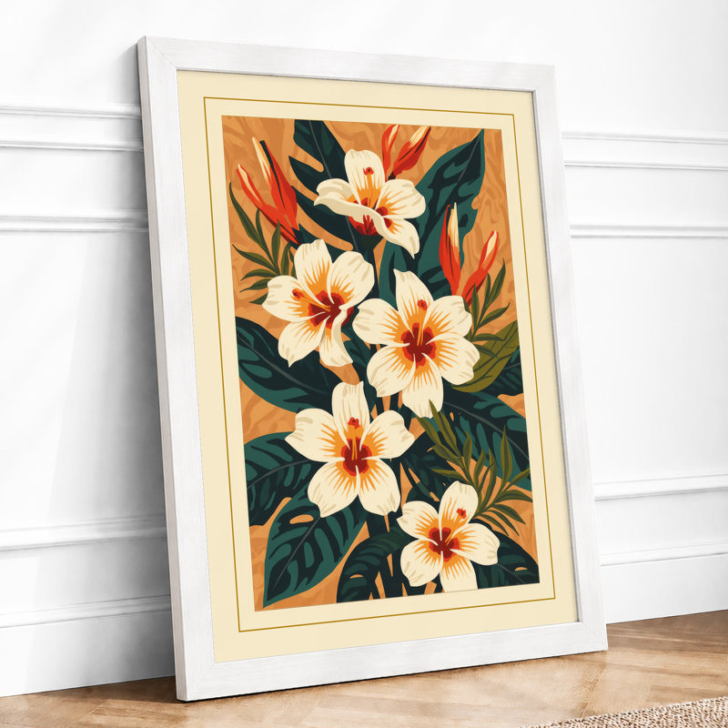 Blooms in Ochre Botanical - Framed Print, A1 - 84.1 x 59.4 cm, White