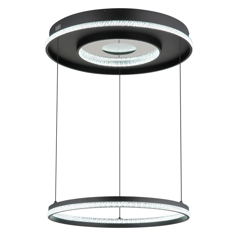 1 - Light Matte Black LED Geometric Pendant