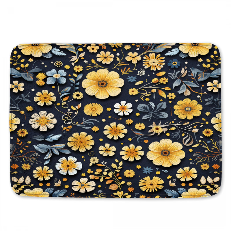 Tapis de bain à motif floral Boho, L 24 po x L 17 po