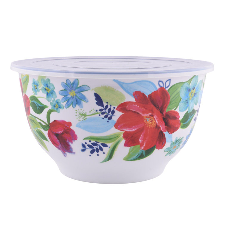 10 Piece Melamine Mixing Bowl Set with Lids, Fall Floral 