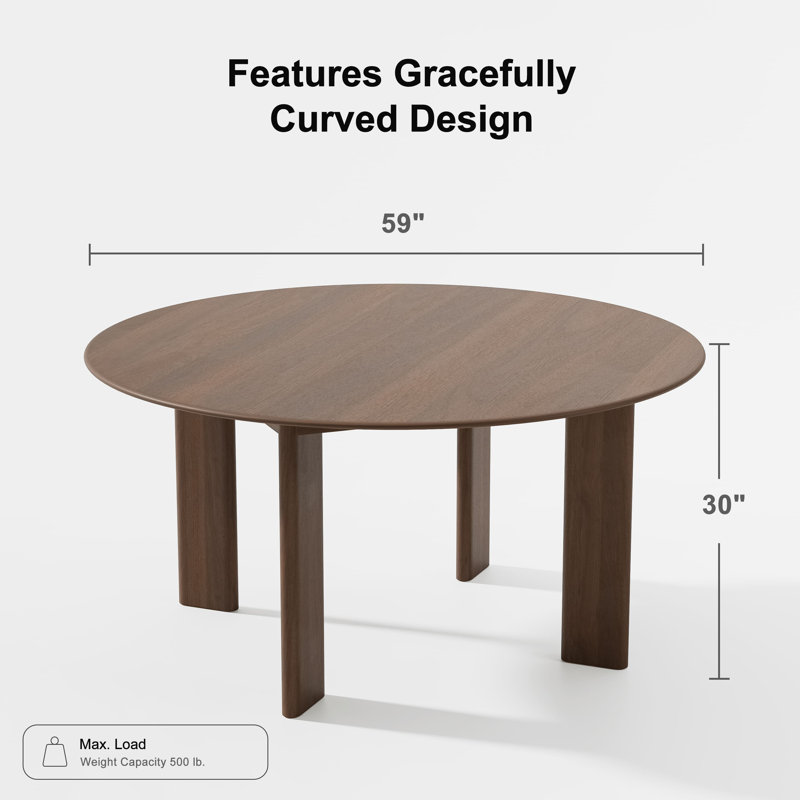 Table de salle à manger 59 "Moton, 30" H x 59" W x 59" D, 3 Pieces: Table, 2 Chairs, Walnut