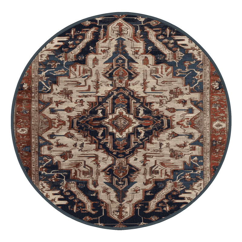 Tapis brun lavable à la machine, Rond 5 pi