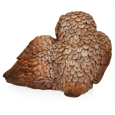 Indoor/Outdoor Owl Mom Protecting Babies Garden Statue, Loving Owl Family Statue, 11"H, Brown