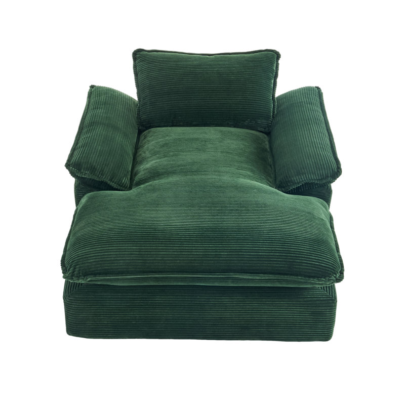 Chaise longue surdimensionnée en velours côtelé 67 po, Vert