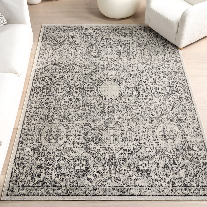 Asmin Medallion Area Rug for Living Room Bedroom Dining Room Kitchen, Grey/Ivory, Rectangle 8' x 10'