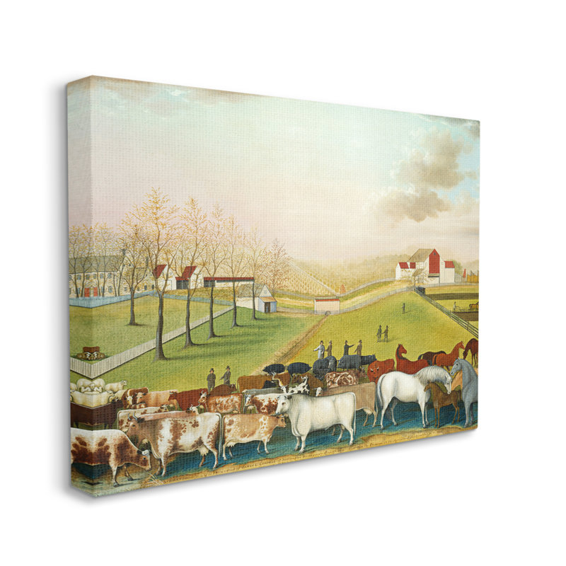 «The Cornell Farm Classic Farm» par Edward Hicks - peinture sur toile tendue, H 36 po x l 48 po x P 1,5 po, Toile tendue