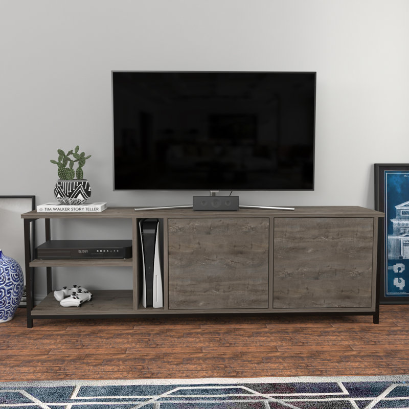 Angelah TV Stand for TVs up to 70", Black/Dark Oak