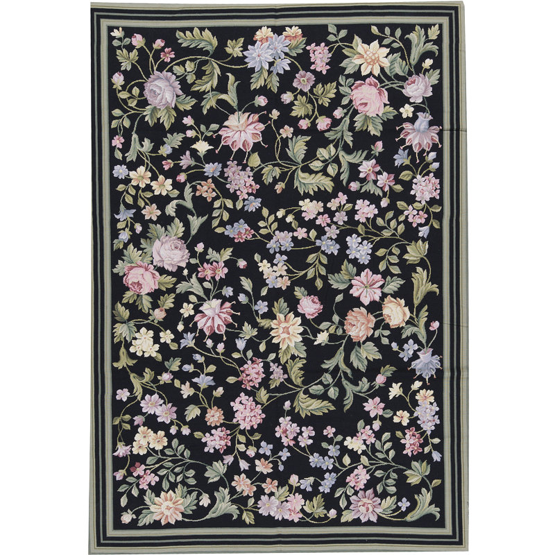 Hand-Knotted High-Quality Black Area Rug