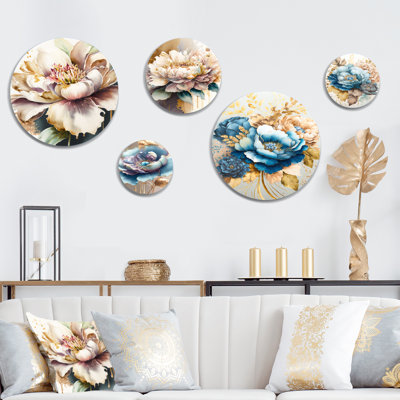 Aquarelle rose et crème II - décoration murale florale en métal