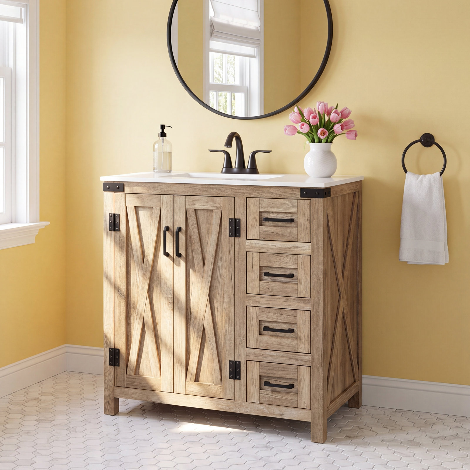 Slayton 32'' Single Bathroom Vanity, Natural Oak