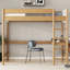 Lit mezzanine avec bureau, structure de lit mezzanine avec échelle, garde-corps de sécurité, bois d'hévéa, tête et pied de lit en tissu molletonné