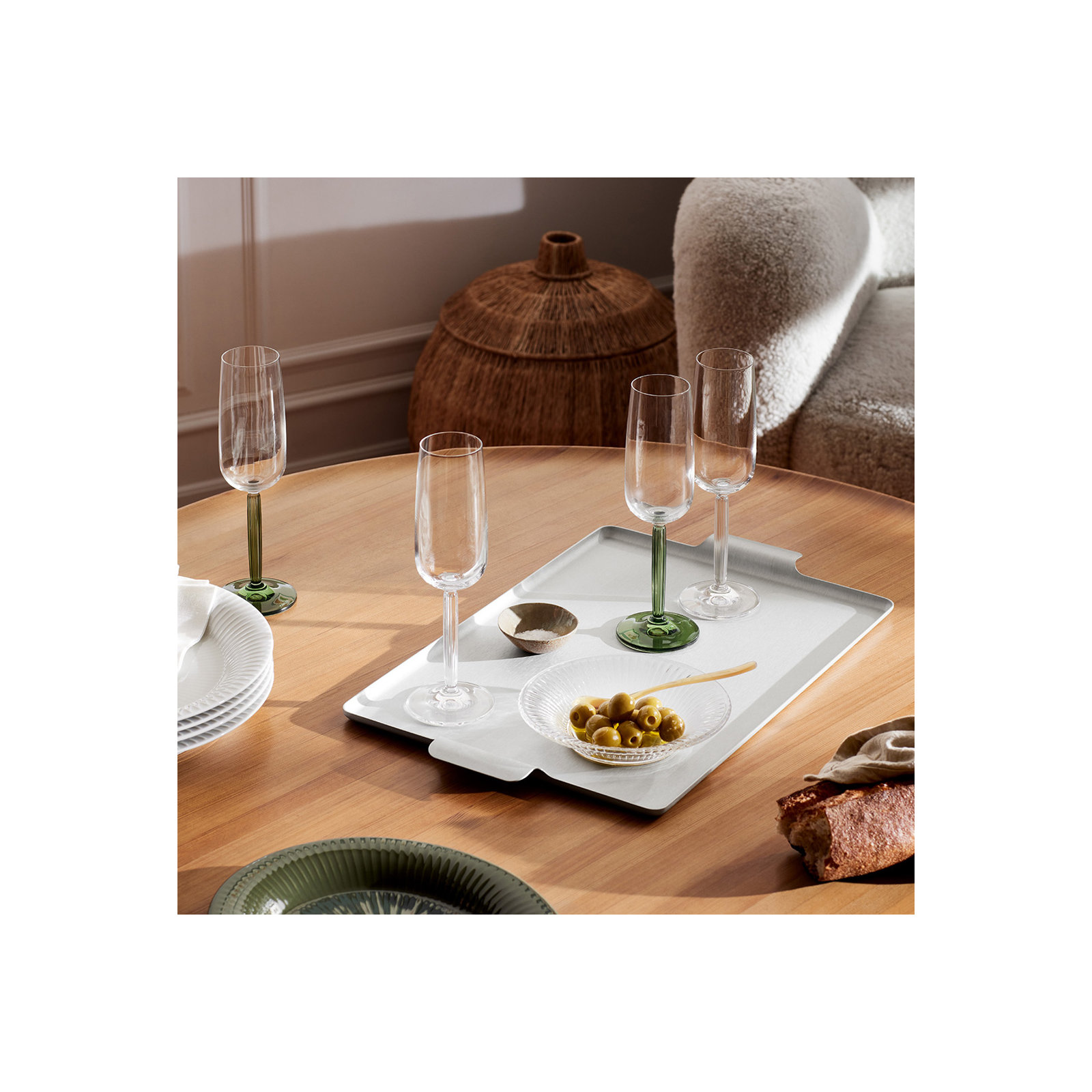 Hammershoi Champagne Glass, Green