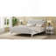 Structure de lit en bois massif de style traditionnel avec tête de lit tapissier capitonnée, sans sommier tapissier, très grand lit, blanc antique-2024342038