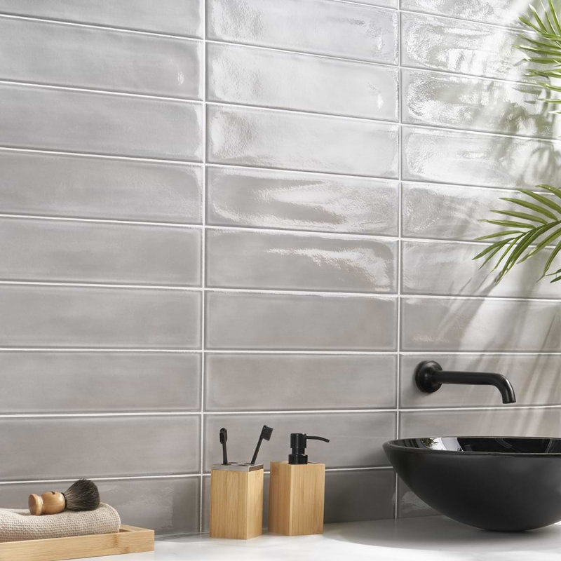 Stacy Garcia ArtBlock 4x16 Glossy Porcelain Tile, Grigio