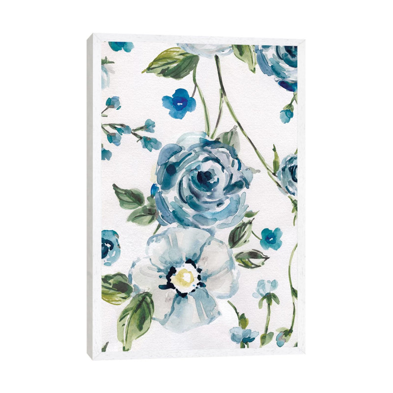 Moonlight Rose Garden II by Carol Robinson - Painting on Canvas, 66.04 cm H x 45.72 cm W, White Framed