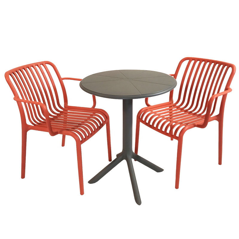Beven 2 - Person Dining Set, Red/Grey