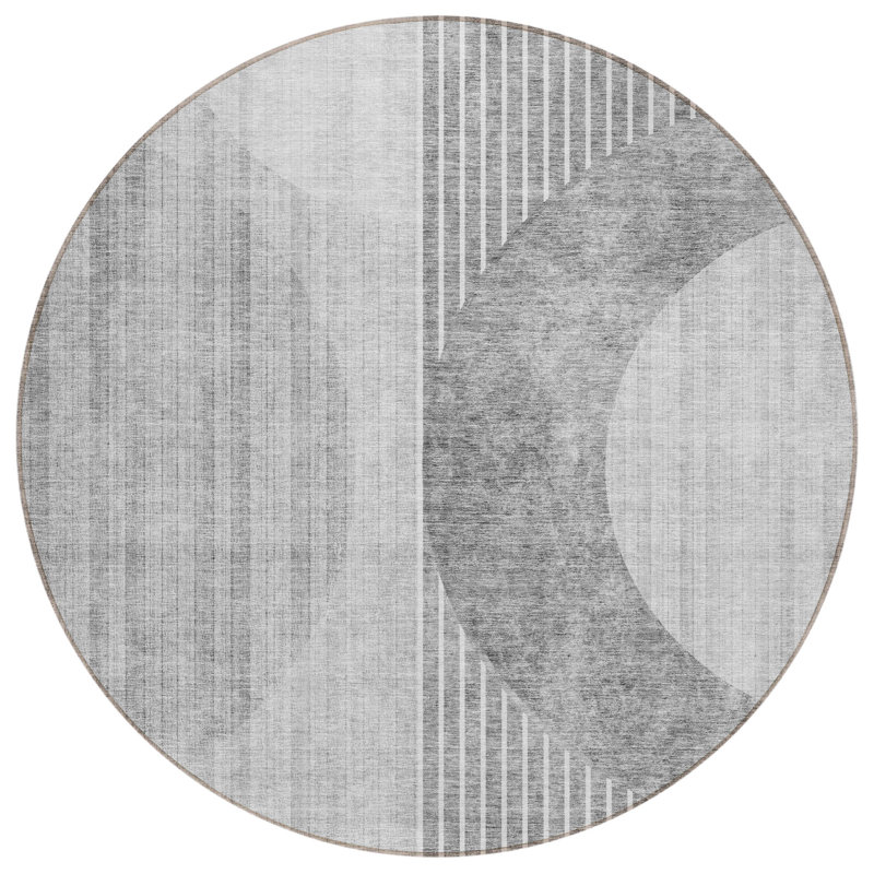 Machine-Washable Stain Resistant Area Rug with Non-Slip Backing, Round 8'