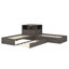 Lit plateforme en L avec armoires de rangement, bureau, lit gigogne et lumière DEL-721245445