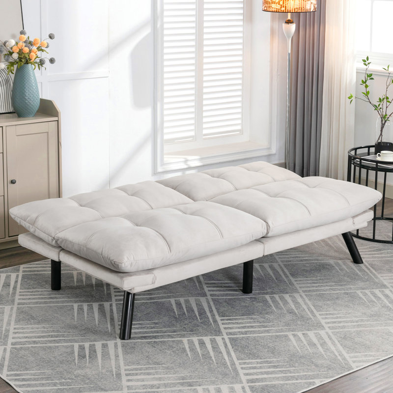 Canapé-lit 71 po convertible pliant moderne avec accoudoirs réglables, Velours émeraude, H 29,13 po x l 70,87 po x P 38,6 po